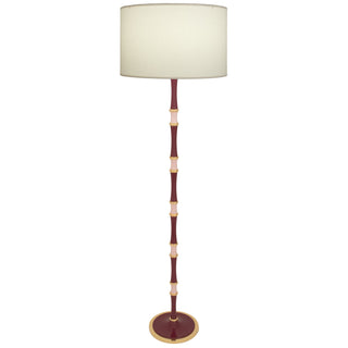 Buy sugar-plum-rose-water-w-modern-brass-with-fondine-glass-and-white-shade Kane Floor Lamp by Robert Abbey