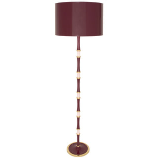 Buy sugar-plum-rose-water-w-modern-brass-with-sugar-plum-painted-shade-glass-and-red-shade Kane Floor Lamp by Robert Abbey