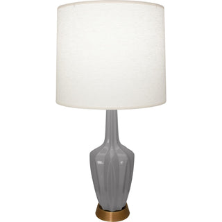 Buy smokey-taupe-glazed-ceramic-w-warm-brass-with-oyster-linen-shade-glass-and-white-shade Emma Table Lamp by Robert Abbey