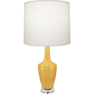 Buy sunset-glazed-ceramic-w-polished-nickel-a-lucite-with-oyster-linen-shade-glass-and-white-shade Emma Table Lamp by Robert Abbey