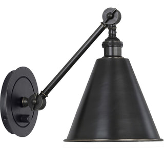 Buy deep-patina-bronze-with-metal-shade-glass-and-amber-brown-shade Alloy Sconce by Robert Abbey