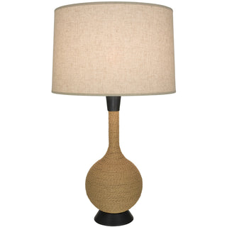 Buy natural-rope-w-deep-patina-bronze-with-open-weave-heather-linen-shade-glass-and-white-shade Hatteras Table Lamp by Robert Abbey