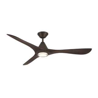 Buy bronze-dark-walnut-finish-with-dark-walnut-blades 3-Blades Carve Outdoor (Damp) Ceiling Fan with Light by Modern Forms Fans