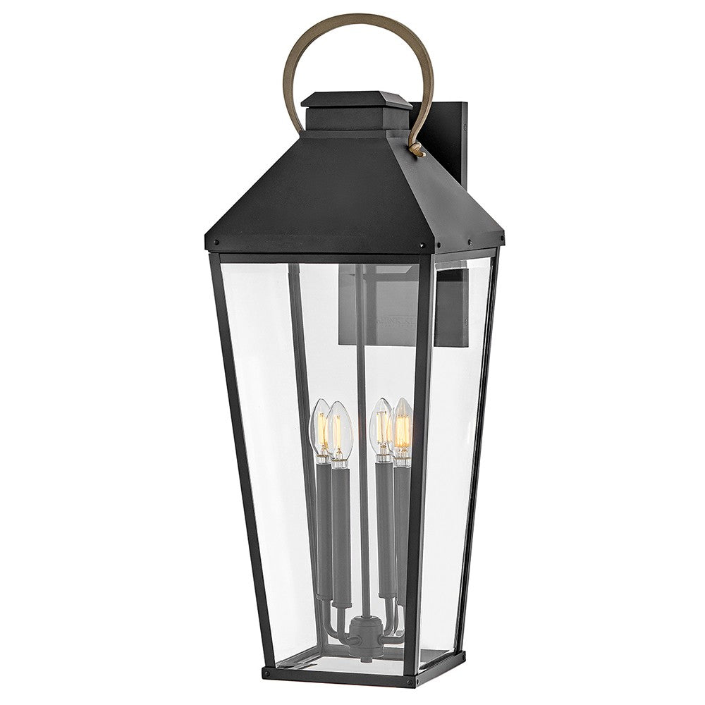Dawson Wall Lantern by Hinkley – Lights: 4 Light (12.75"L x 11.00"W x 31.00"H) – Finish: Black with Clear Beveled Glass and Clear Shade – Hinkley-17509BK
