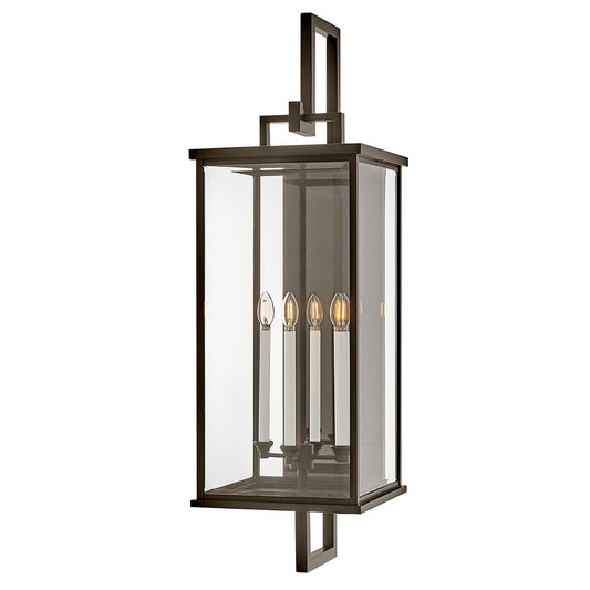 Weymouth Wall Lantern by Hinkley – Lights: 4 Light (16.25"L x 14.00"W x 45.50"H) – Finish: Oil Rubbed Bronze with Clear Beveled Glass and Clear Shade – Hinkley-20019OZ