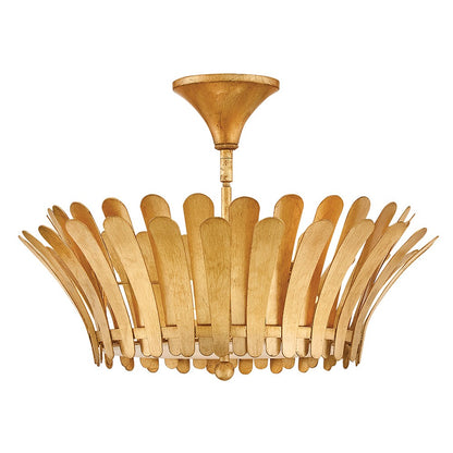Reina Semi-Flush Mount Ceiling Light by Hinkley – Lights: 3 Light (20.00"L x 20.00"W x 13.75"H) – Finish: Distressed Brass with Etched White Glass and White Shade – Hinkley-47693DA