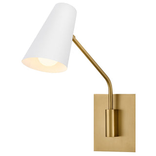 Buy lacquered-brass-and-white-shade Bray Outdoor (Damp) Sconce by Hinkley