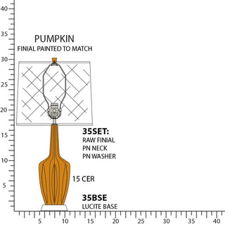 Buy pumpkin-glazed-ceramic-w-polished-nickel-a-lucite Emma Lamp by Robert Abbey