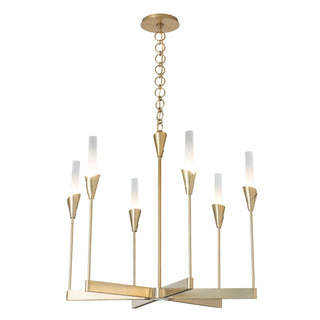 Buy modern-brass-with-frosted-gradient-glass-wc-glass-and-white-shade Lilium Chandelier by Hubbardton Forge