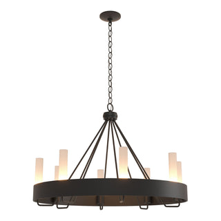 Buy black-with-frosted-glass-fd-glass-and-white-shade Banded Chandelier by Hubbardton Forge