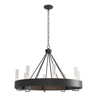 Buy black-with-clear-glass-zm-glass-and-clear-shade Banded Chandelier by Hubbardton Forge