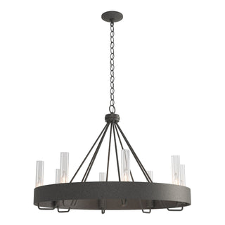Buy natural-iron-with-clear-glass-zm-glass-and-clear-shade Banded Chandelier by Hubbardton Forge