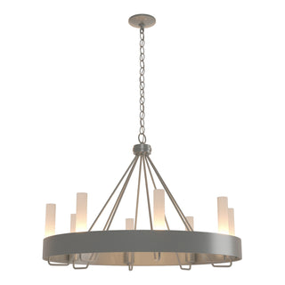 Buy vintage-platinum-with-frosted-glass-fd-glass-and-white-shade Banded Chandelier by Hubbardton Forge