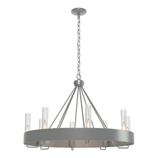 Buy vintage-platinum-with-clear-glass-zm-glass-and-clear-shade Banded Chandelier by Hubbardton Forge