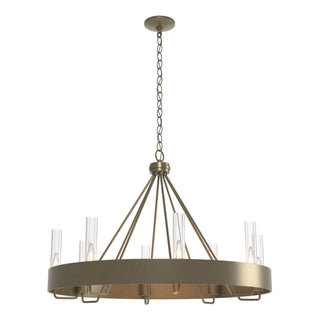 Buy soft-gold-with-clear-glass-zm-glass-and-clear-shade Banded Chandelier by Hubbardton Forge