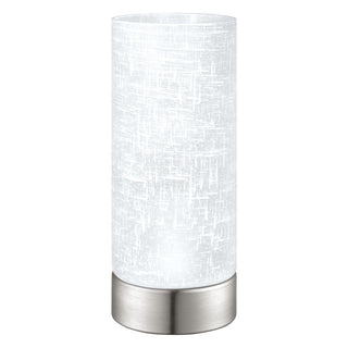 Buy matte-nickel-with-cream-glass-and-white-shade Myna Table Lamp by Eglo USA