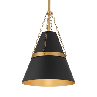 Buy dark-matte-black-with-dark-matte-black-glass-and-black-shade Springfield Outdoor (Damp) Pendant by Minka-Lavery