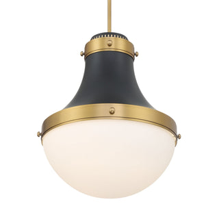Buy dark-matte-black-with-etched-opal-glass-glass-and-white-shade Purelight Outdoor (Damp) Pendant by Minka-Lavery