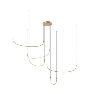 Buy brushed-gold-with-white-silicone-diffuser-glass-and-white-shade Talis Pendant by Kuzco Lighting