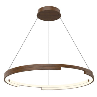 Buy walnut-with-frosted-acrylic-diffuser-glass-and-white-shade Anello Minor Pendant by Kuzco Lighting