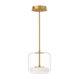 Buy clear-brushed-gold-with-frosted-acrylic-diffuser-glass-and-clear-shade Enkel Pendant by Kuzco Lighting