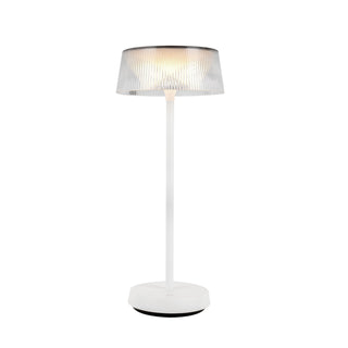 Buy white-with-ribbed-polymeric-diffuser-glass-and-clear-textured-shade Tindra Table Lamp by Kuzco Lighting