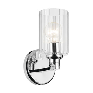 Buy chrome-with-clear-fluted-glass-and-clear-textured-shade Gioe Outdoor (Damp) Sconce by Kichler