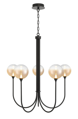 Buy black-with-amber-glass-glass-and-amber-brown-shade Iissa Chandelier by Eurofase