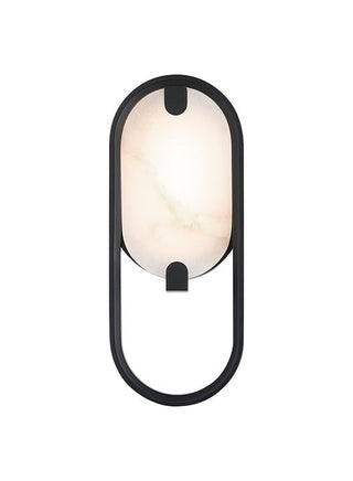 Buy black-with-alabaster-glass-and-woven-natural-shade Noga Outdoor (Damp) Sconce by Eurofase