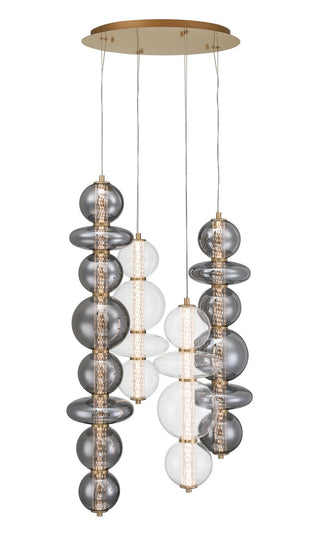 Buy gold-with-mixed-glass-glass-and-multicolor-shade Atomo Chandelier by Eurofase