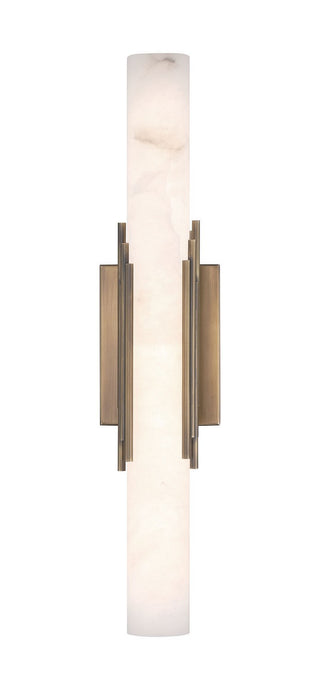 Buy brass-with-alabaster-glass-and-woven-natural-shade Venna Outdoor (Damp) Sconce by Eurofase