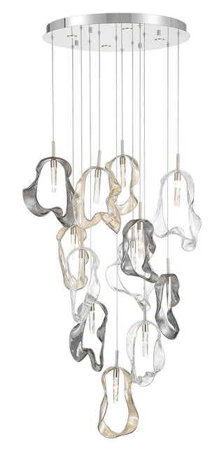 Buy nickel-with-mixed-glass-glass-and-multicolor-shade Chandelier by Eurofase