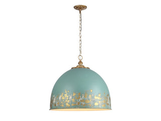 Buy vintage-gold-with-antique-teal-glass-and-blue-shade Alison Pendant by Golden