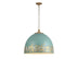 Vintage Gold with Antique Teal Glass and Blue Shade