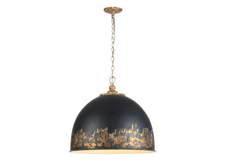Buy vintage-gold-with-weathered-black-iron-glass-and-black-shade Alison Pendant by Golden