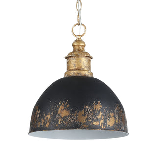 Buy vintage-gold-with-weathered-black-iron-glass-and-black-shade Alison Pendant by Golden