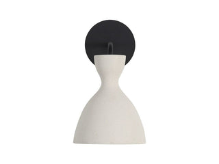 Buy matte-black-with-white-sandstone-cement-glass-and-white-shade Aethera Sconce by Golden