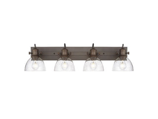 Buy rubbed-bronze-with-seeded-glass-glass-and-clear-seedy-shade Hines Vanity by Golden