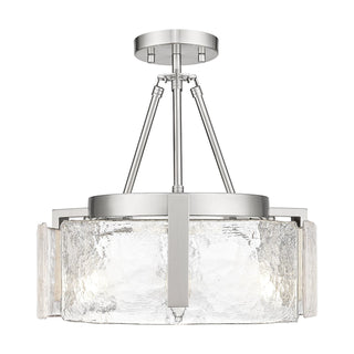 Buy pewter-with-hammered-water-glass-glass-and-clear-textured-shade Aenon Semi-Flush Mount Ceiling Light by Golden