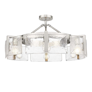 Buy pewter-with-hammered-water-glass-glass Aenon Semi-Flush Mount Ceiling Light by Golden