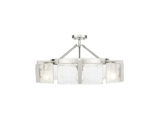Buy pewter-with-hammered-water-glass-glass Aenon Flush Mount Ceiling Light by Golden