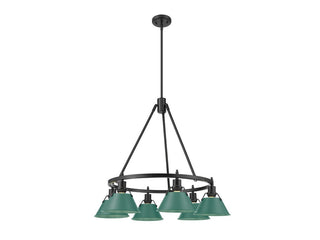 Buy matte-black-with-pine-green-glass-and-green-shade Orwell Chandelier by Golden