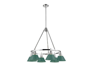 Buy chrome-with-pine-green-glass-and-green-shade Orwell Chandelier by Golden