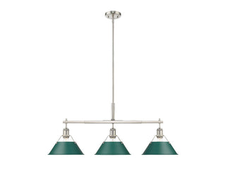 Buy pewter-with-pine-green-glass-and-green-shade Orwell Pendant by Golden