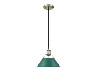 Buy aged-brass-with-pine-green-glass-and-green-shade Orwell Pendant by Golden