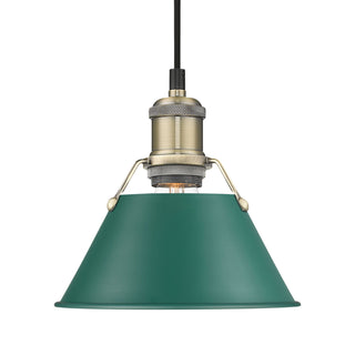 Buy aged-brass-with-pine-green-glass-and-green-shade Orwell Pendant by Golden