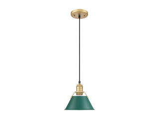Buy brushed-champagne-brass-with-pine-green-glass-and-green-shade Orwell Pendant by Golden