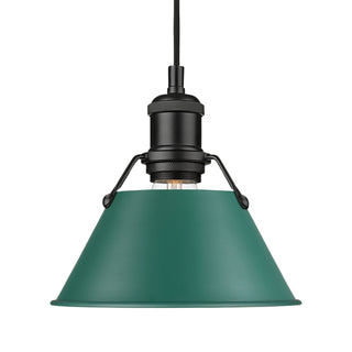 Buy matte-black-with-pine-green-glass-and-green-shade Orwell Pendant by Golden