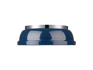 Buy chrome-with-navy-blue-glass-and-blue-shade Duncan Flush Mount Light by Golden