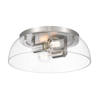 Buy pewter-with-clear-glass-glass-and-clear-shade Duncan Flush Mount Ceiling Light by Golden
